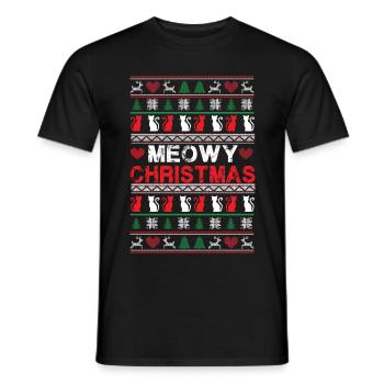 Meowy Christmas Katzen Weihnachten - Männer T-Shirt - Schwarz - Vorne - AI Model Male 178 light (178cm)