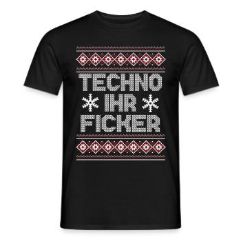Ugly Christmas Sweater Techno Weihnachten - Männer T-Shirt - Schwarz - Vorne - AI Model Male 178 light (178cm)