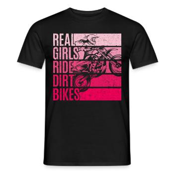 Vintage Real Girls Ride Dirt Bikes - Men's T-Shirt - black - Front - AI Model Male 178 light (178cm)
