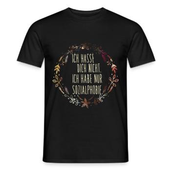 Je ne vous hais pas. Je n'ai qu'une phobie sociale. - T-shirt homme - noir - Devant - AI Model Male 178 light (178cm)