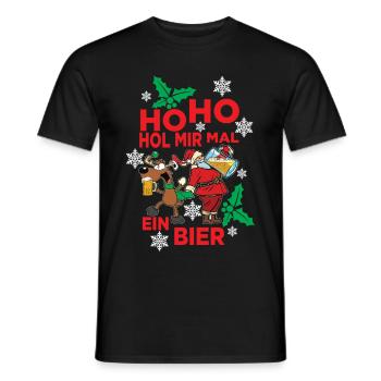 Funny Ho Ho get me a beer Ugly xmas - Men's T-Shirt - black - Front - AI Model Male 178 light (178cm)