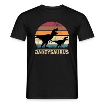 Papa Dino Retro Daddysaurus cadeau de fête des pères - T-shirt homme - noir - Devant - AI Model Male 178 light (178cm)