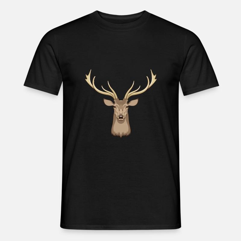 Hirsch Waldtier Hirschgeweih Jäger - Männer T-Shirt - Schwarz
