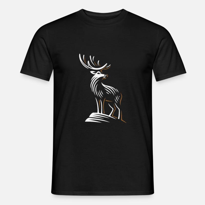 Hirsch Schwarzwald Hirschgeweih - Männer T-Shirt - Schwarz