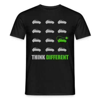 Pensez différemment à la voiture électrique E-Car Say I Climate - T-shirt homme - noir - Devant - AI Model Male 178 light (178cm)