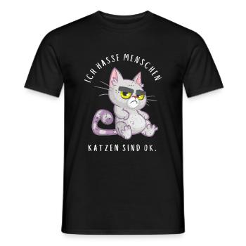 Ich hasse Menschen Katzen sind ok - Männer T-Shirt - Schwarz - Vorne - AI Model Male 178 light (178cm)