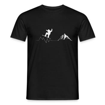 Boarden mit Ski auf Skiern und Stubaital am Berg - Männer T-Shirt - Schwarz - Vorne - AI Model Male 178 light (178cm)