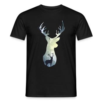 Bois de cerf forêt chevreuil cerf élaphe - T-shirt homme - noir - Devant - AI Model Male 178 light (178cm)