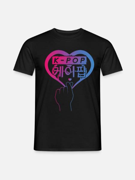 K-Pop Herz Love Popmusik Korean Korea - Männer T-Shirt - Schwarz