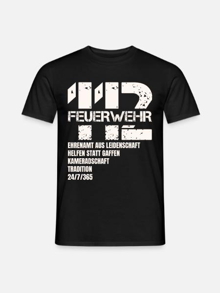 112 Feuerwehr Geschenk - Männer T-Shirt - Schwarz