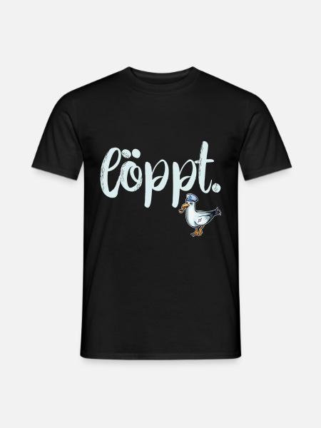 löppt plattdeutsch mit cooler Möwe Geschenk - Männer T-Shirt - Schwarz