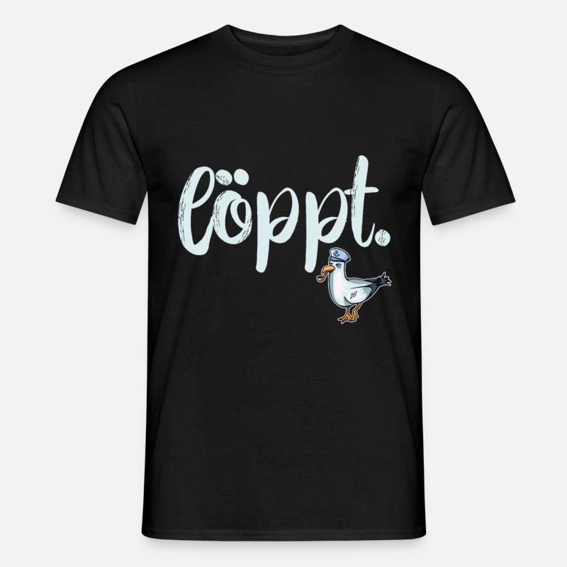 löppt plattdeutsch mit cooler Möwe Geschenk - Männer T-Shirt - Schwarz