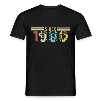 depuis 1980, 90, 40 ans - T-shirt homme - noir - Devant - AI Model Male 178 light (178cm)