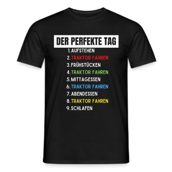 Der perfekte Tag Traktor fahren Trecker - Männer T-Shirt - Schwarz - Vorne - AI Model Male 178 light (178cm)