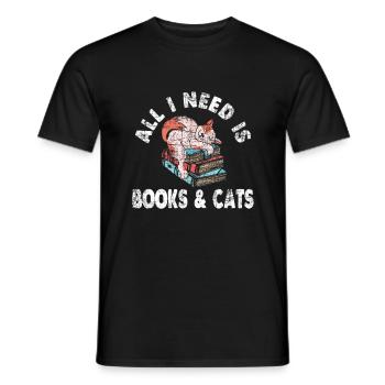 Read Nerd Books Cats Bookworm Bookaholic Ges - Men's T-Shirt - black - Front - AI Model Male 178 light (178cm)