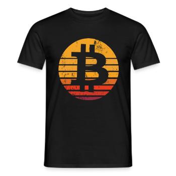 Bouton Bitcoin rétro - Bitcoins de crypto-monnaie - T-shirt homme - noir - Devant - AI Model Male 178 light (178cm)