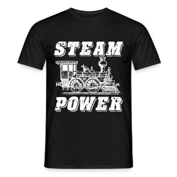 Eisenbahn Dampflok Lokomotive Schaffner - Männer T-Shirt - Schwarz - Vorne - AI Model Male 178 light (178cm)