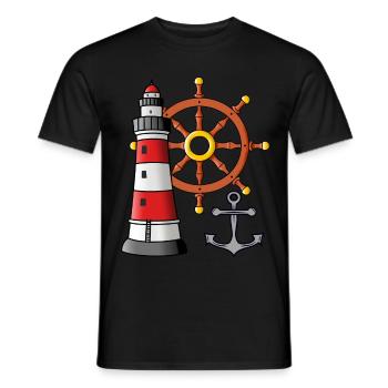 Phare Roue de commande Anker Marin Ahoi - T-shirt homme - noir - Devant - AI Model Male 178 light (178cm)