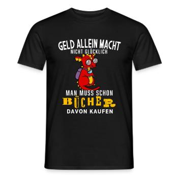 Baby Dragon Money And Reading Books - Men's T-Shirt - black - Front - AI Model Male 178 light (178cm)