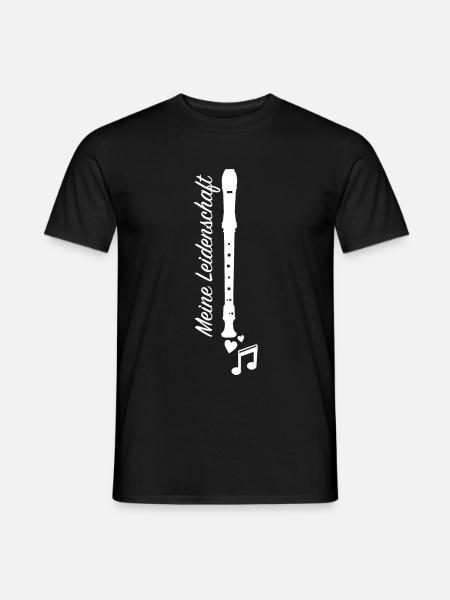 Meine Leidenschaft Blockflöte Blasinstrument - Männer T-Shirt - Schwarz