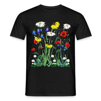 Flower wild flower meadow meadow wild meadow flowers - Men's T-Shirt - black - Front - AI Model Male 178 light (178cm)