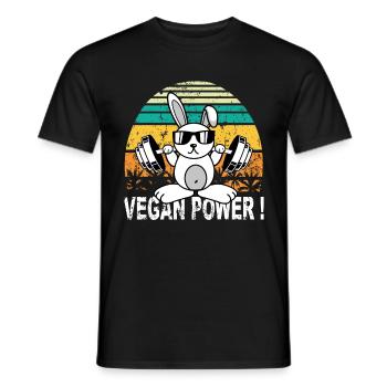 Idée cadeau de musculation Vegan Power - T-shirt homme - noir - Devant - AI Model Male 178 light (178cm)
