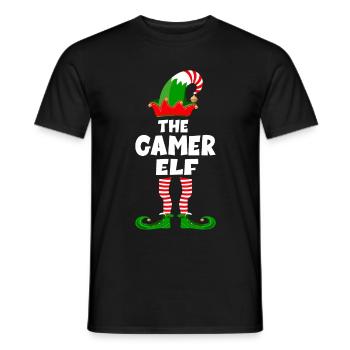Gamer Elf - Gamer Christmas Elf - Men's T-Shirt - black - Front - AI Model Male 178 light (178cm)