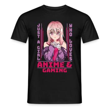 Manga Anime Gift -Anime & Video Gaming Girls - Men's T-Shirt - black - Front - AI Model Male 178 light (178cm)