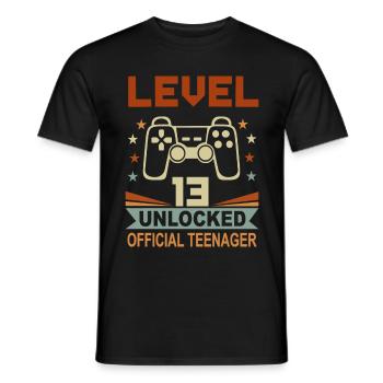 13ème anniversaire Gaming Level 13 Unlocked Cadeau - T-shirt homme - noir - Devant - AI Model Male 178 light (178cm)
