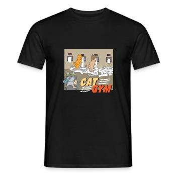 Les chats sportifs drôles font un entraînement difficile - T-shirt homme - noir - Devant - AI Model Male 178 light (178cm)