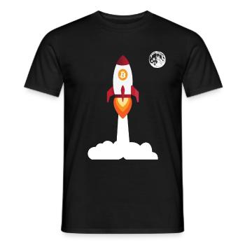 Bitcoin fusée Lune - crypto-monnaie Bitcoins - T-shirt homme - noir - Devant - AI Model Male 178 light (178cm)