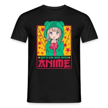 Niedliche Anime Frau -Kawaii Otaku Manga Anime - Männer T-Shirt - Schwarz - Vorne - AI Model Male 178 light (178cm)