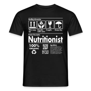 Product Description Tshirt - Nutritionist Edition - Men's T-Shirt - black - Front - AI Model Male 178 light (178cm)