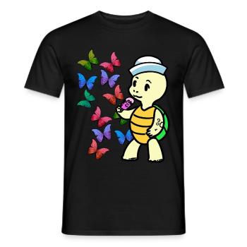 Baby Turtle Summer Time Butterflies Ice Cream - Men's T-Shirt - black - Front - AI Model Male 178 light (178cm)