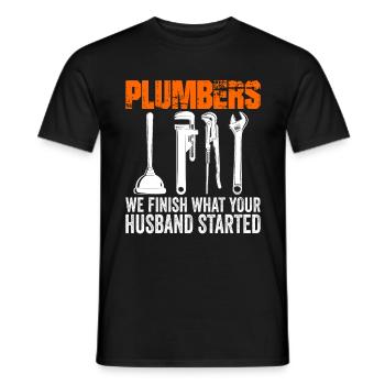Plumber Plumbing Tools Plumber - Men's T-Shirt - black - Front - AI Model Male 178 light (178cm)