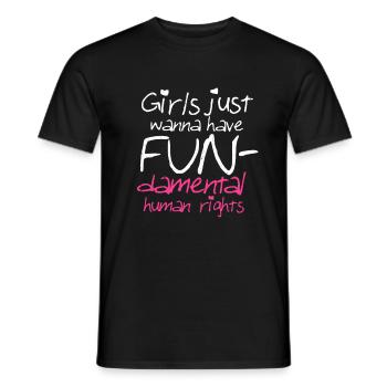 Girls just want to have fundamental human rights! - Men's T-Shirt - black - Front - AI Model Male 178 light (178cm)