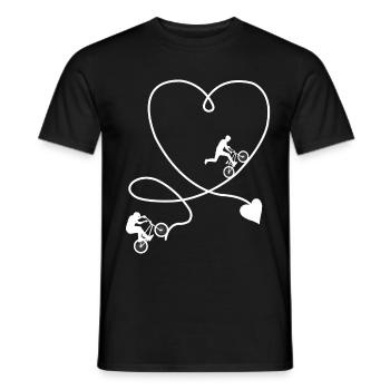 BMX vélo coeur - T-shirt homme - noir - Devant - AI Model Male 178 light (178cm)