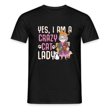 Yes, I am a crazy cat lady and my husband a crazy - Men's T-Shirt - black - Front - AI Model Male 178 light (178cm)