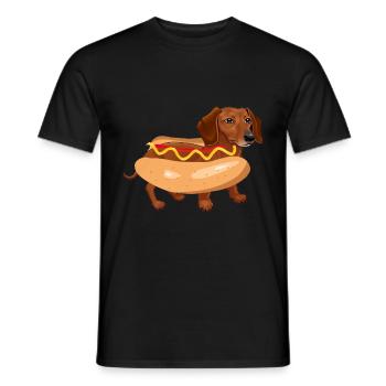 Lustiger Hund Dackel Hot Dog Fast Food - Männer T-Shirt - Schwarz - Vorne - AI Model Male 178 light (178cm)
