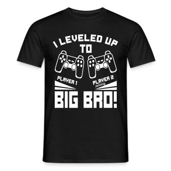 Video Gamer Gaming - I Leveled up to Big Bro - Männer T-Shirt - Schwarz - Vorne - AI Model Male 178 light (178cm)