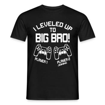 I Leveled up to Big Bro - Gaming Video Gamer - Männer T-Shirt - Schwarz - Vorne - AI Model Male 178 light (178cm)