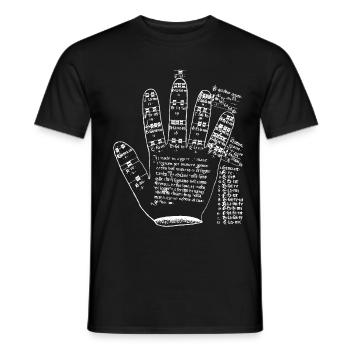 Guidonic Hand Muziek Theorie - Heren T-shirt - zwart - Voor - AI Model Male 178 light (178cm)