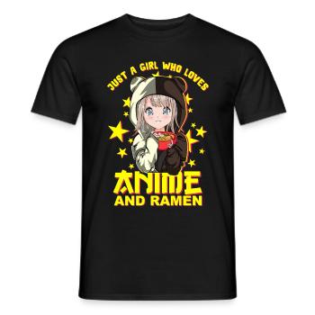 Kawaii Neko Ramen Lover - Japanese Noodles Anime - Men's T-Shirt - black - Front - AI Model Male 178 light (178cm)