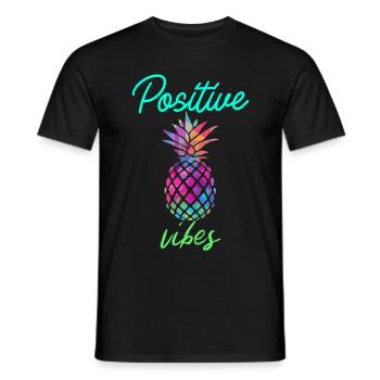 Positive Vibes - Ananas, été - T-shirt homme - noir - Devant - AI Model Male 178 light (178cm)