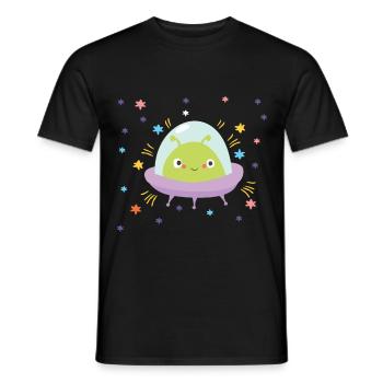 Süßes UFO Weltraum Alien Außerirdische - Männer T-Shirt - Schwarz - Vorne - AI Model Male 178 light (178cm)