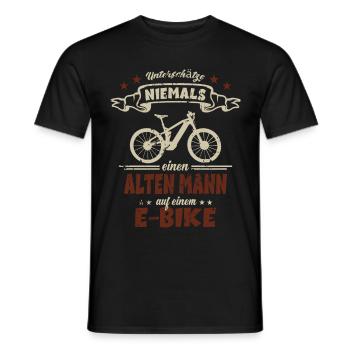 E-Bike Fahrrad Alter Mann eBike Elektrofahrrad - Männer T-Shirt - Schwarz - Vorne - AI Model Male 178 light (178cm)