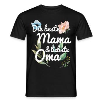 DIe beste Mama und liebste Oma Spruch floral Blume - Männer T-Shirt - Schwarz - Vorne - AI Model Male 178 light (178cm)