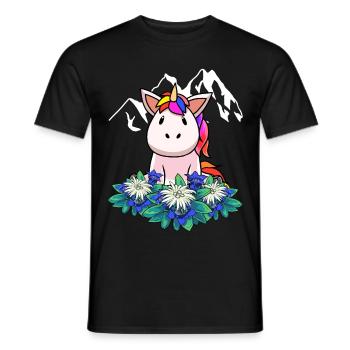 Licorne gentiane Edelweiss Alpes Suisse Autriche - T-shirt homme - noir - Devant - AI Model Male 178 light (178cm)