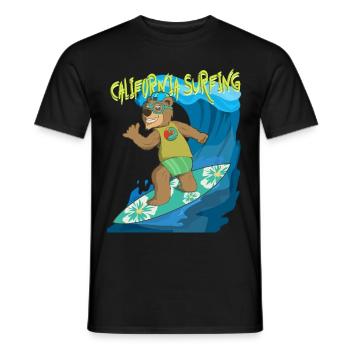Summer feeling Californian shaka bear surfs the - Männer T-Shirt - Schwarz - Vorne - AI Model Male 178 light (178cm)