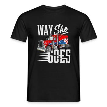 Way she goes. Truck with the American flag. - Men's T-Shirt - black - Front - AI Model Male 178 light (178cm)
